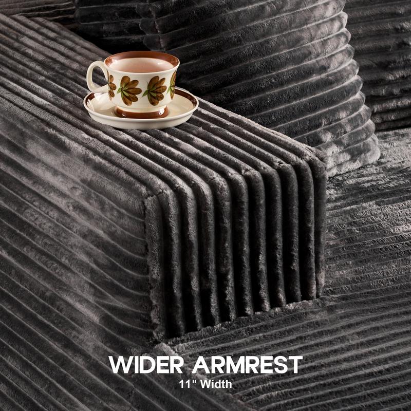 CAODOC Oversized 135" U Shape Cloud Couch Plus Sectional Sofa with Chaise Modern Modular Sofa with 6 Soft Pillows & Lounge Chairs Boneless Upholstered Couches for Living Room Bedroom Plush Corduroy Fabric