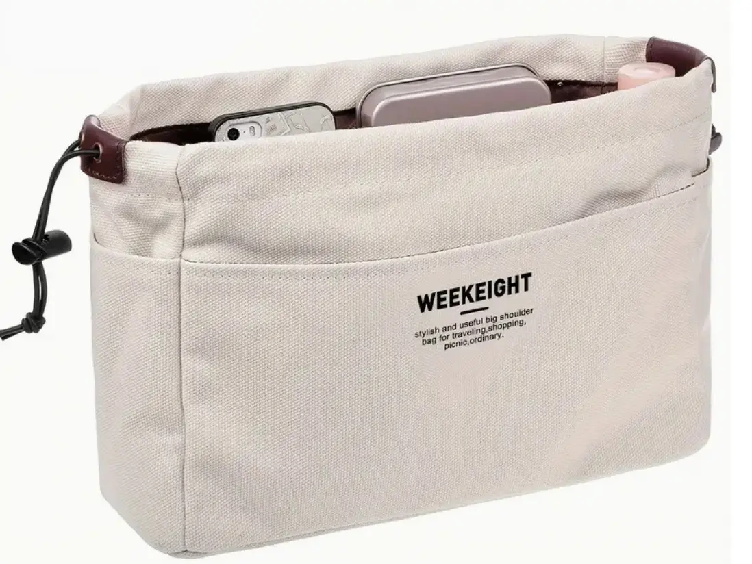 Lightweight Canvas Drawstring Organizer Bag - Large-Capacity Home Storage Pouch for Cosmetics, Electronics, Portable Casual Travel Carryall