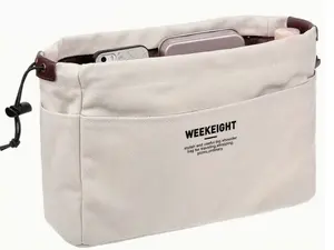 Lightweight Canvas Drawstring Organizer Bag - Large-Capacity Home Storage Pouch for Cosmetics, Electronics, Portable Casual Travel Carryall