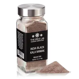 The Spice Lab Kala Namak Black Salt - Indian Himalayan Salt in French Jar - Pure Vegan Kala Namak Seasoning for Tofu Scramble - Natural Egg Taste, Gluten-Free