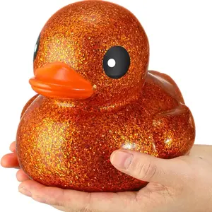 Glitter Rubber Duck - Large Squeaking Decorative Duck for Stress Relief and Home Decor with Unique Glitter Design with Company Logo! (Reference in 2nd image)