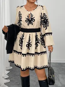 Elegant Hollow Out Woven Fabric Women's Dress, Casual Fashion Fitted Long Sleeve Maxi Dress, Womenswear Spring & Fall & Summer Ladies Clothing, Perfect for Daily Wear, poster girl dress, Piece