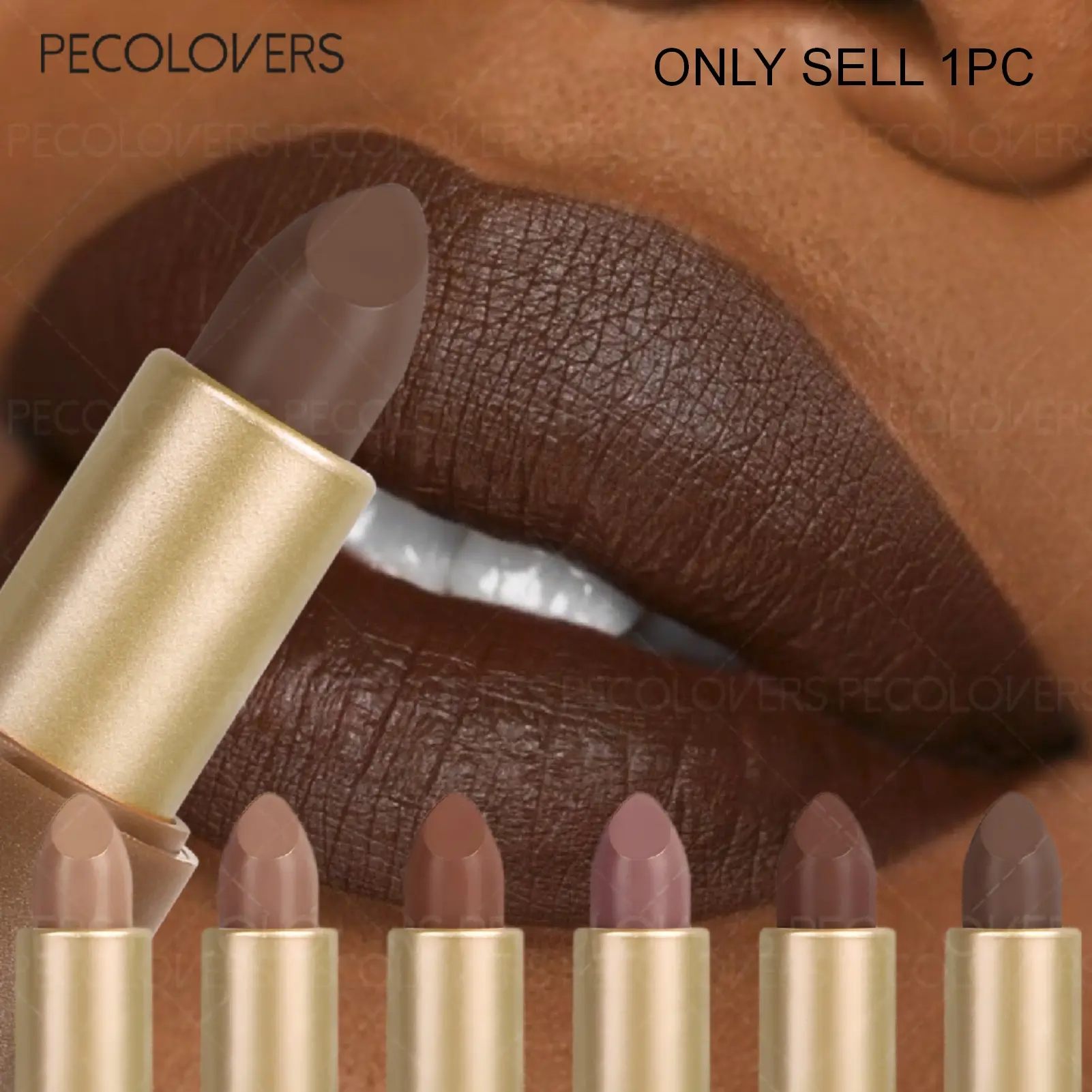 1PC Matte Lipstick Cocoa Series, Soft Mist Makeup Effect, Feather-like Light Feeling, High Color Rendering, Long-term Makeup-holding Formula, Silky To Matte Texture