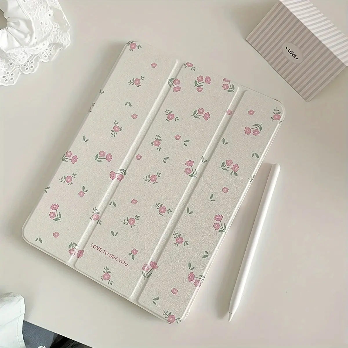 2-In-1 Floral Acrylic 3-Fold Stand Mirror, Tablet Protective Case Compatible with iPad 9.7/10.2/10.9/10Th Gen/Air 4/5/Pro 11 ipad case ipad cases ipad case a16