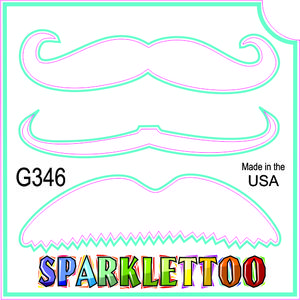 212 MAIN American Made Ruby Red Glitter Finish Tattoo Stencil (G346-2), 1.5x2.3x2.3 in, 2-Ply, 3 Mustache Designs, Easy to Apply, Skin-Safe, Vibrant Hue - Pack of 100