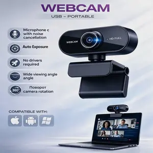 1080P Webcam - USB Plug Webcam with Microphone , Noise-Canceling Mic, Auto Light Correction, Fixed Focus, HD Web Cam, Ultra Web Cam w/ 70°View for Meeting/Online Classes/Zoom/YouTube, USB Computer Webcam, USB Web Camera, PC Camera Webcam