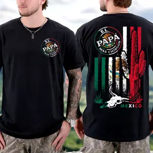 Mexican American Flag TShirt, El Papá Mas Chingon Mexican Shirt, Gift for Dad, Father's Day Shirt, Best Dad Ever, Trendy Father's Day Comfort Cotton Top, Menswear Classic Tee Full Size Full Colors