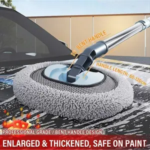 Scratch-Free Car Wash Brush with Extendable Handle, Soft Bristle Car Duster Mop, Retractable Long Reach Cleaning Tool for Truck, SUV, RV, Home Use