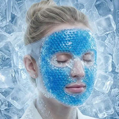 Reusable Gel Face Mask, Cold Cooling Soothing Mask with Gel Beads, Unisex Ice Pack for Face and Eyes, Comfortable Sleep and Relaxation Mask