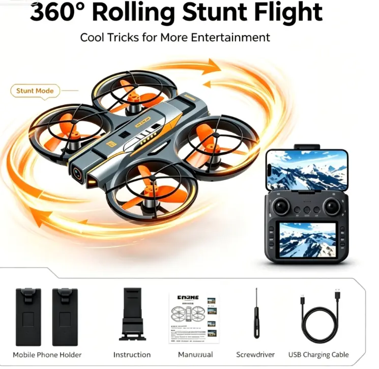 A21 Safety Design Drone with Propeller Protection Frame WiFi Real Time Video Transmission Dual Batteries Shock Resistant Structure, Easy Fly RC Quadcopters for Adults Teens and New Drone Enthusiasts