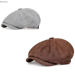 2 Pack Newsboy Cap, Vintage British Style Wool Blend Hat, Textured Close Trimmed Headwear, Soft Breathable Classic Accessory for Daily Outfit, Street Style, Casual Travel and Outdoor Activities