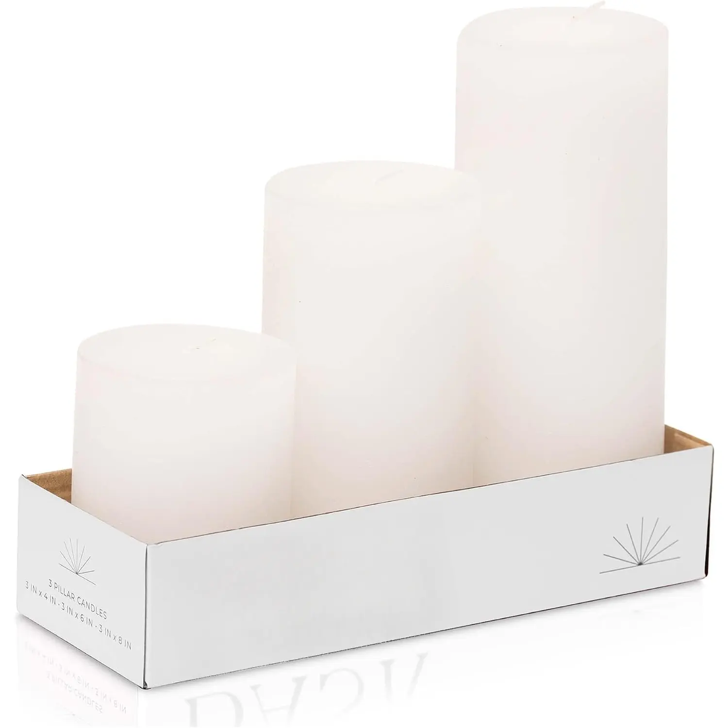 Mottled Pillar Candles - Unscented White Pillar Candles Set of 3 - Dripless,  for All Occasions