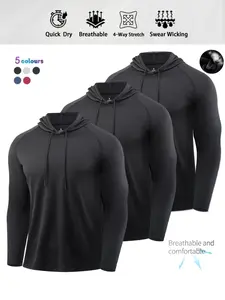 Men's Casual Sports Hoodie Set, Athletic Sports Clothing, Quick-Dry Breathable Long Sleeve, Ideal for Daily Exercise, Running, Cycling, Sporty Boyfriend Gift, Gym Sport Hoodies