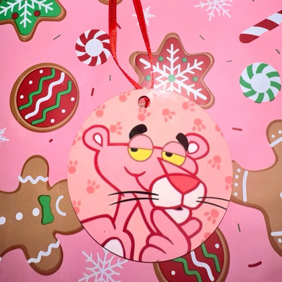 Vintage Style Pink Panther Christmas Tree Ornament Decoration