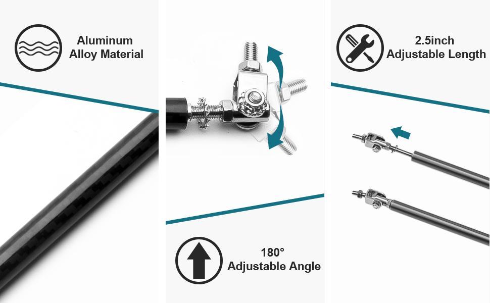 DIBMS 2PCS 6"-9" Adjustable Splitter Strut Rods, Car Front Bumper Lip Support Bars, Universal Bumper Splitter Diffuser Strut Tie Support Rods Compatible with Most Vehicles (Red) Car Accessories