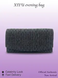 Glitter Ruched Evening Clutch Bag for Women, Lightweight Formal Envelope Purse, Pleated Shimmer Fabric, Wedding Cocktail Party Accessory
