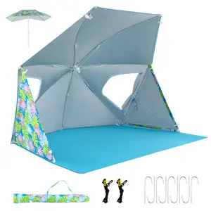 [Mother's Day Gift]50+UPF UV Protection Beach Tent Sun Shelter, Beach Shade Umbrella Tent with Carry Bag and Tent Stakes, Portable Sun Canopy for Beach Park Camping Outdoor Activities summervibes