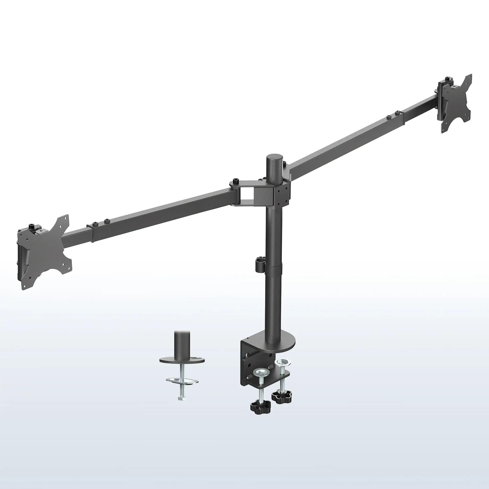Adjustable Dual Monitor Mount - Functional Ultrawide Tabletop Mount, Telescoping Office Furniture Accessory for Screens Up to 45"