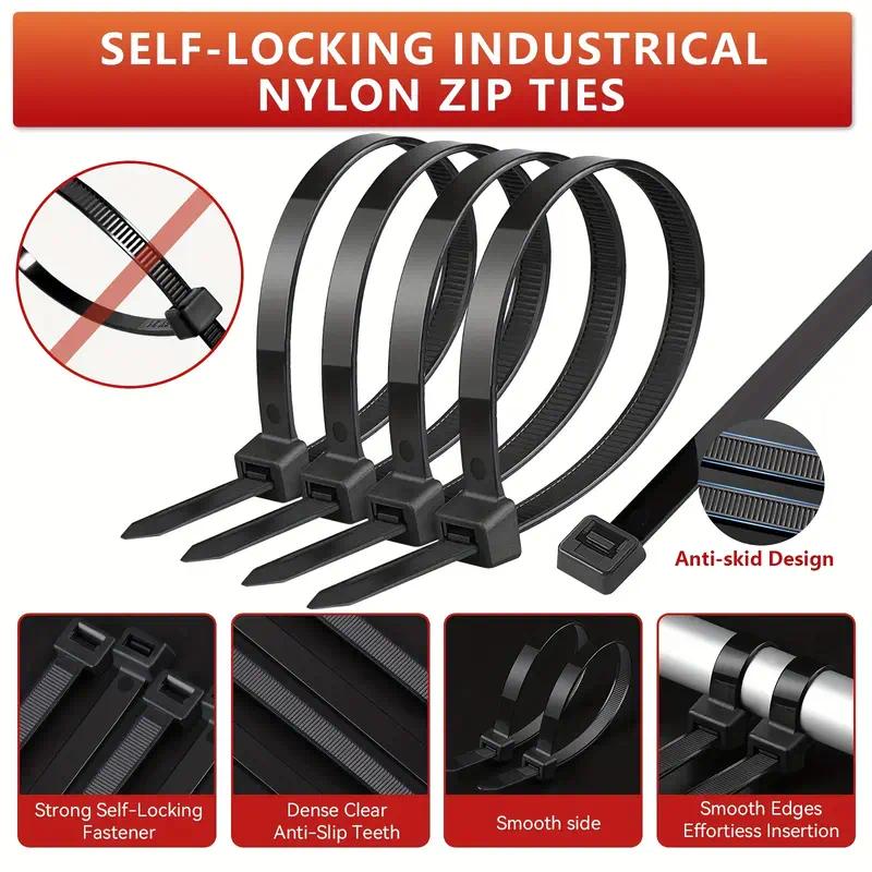 400-Piece nylon universal cable tie buckle self-locking nylon zipper tie bracket new product -