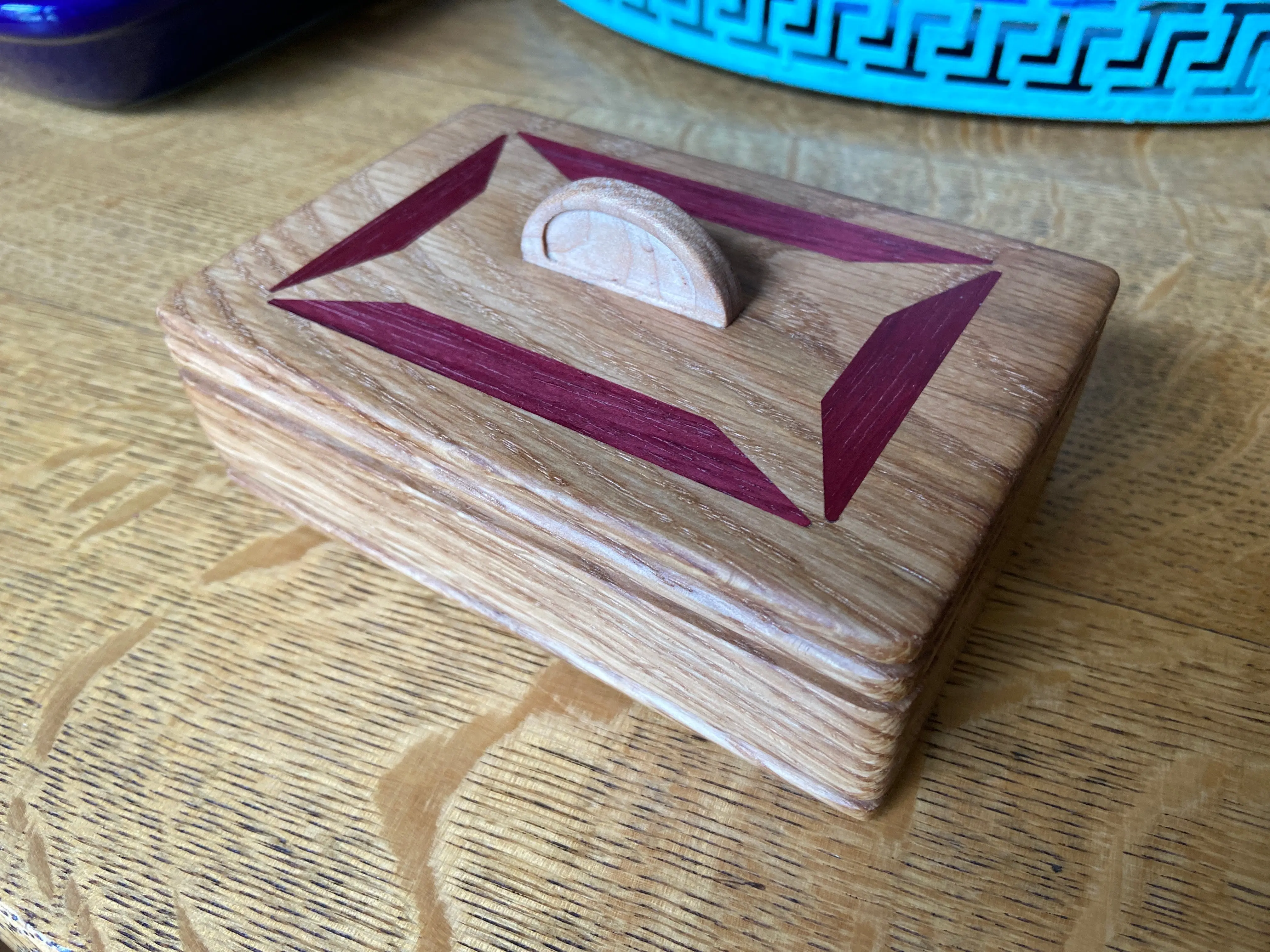 Series #01 | White Oak Keepsake Box | Geometric Wood Inlay | 6"x4" Handcrafted Artisan Box