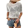 Dokotoo Womens Summer Short Sleeve Crochet Tops Hollow Out Floral Beach Vacation Clothes Cruise Outfits