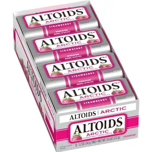 ALTOIDS Arctic Strawberry Breath Mints Hard Candy Bulk, 1.2 oz Tin (Pack of 8)