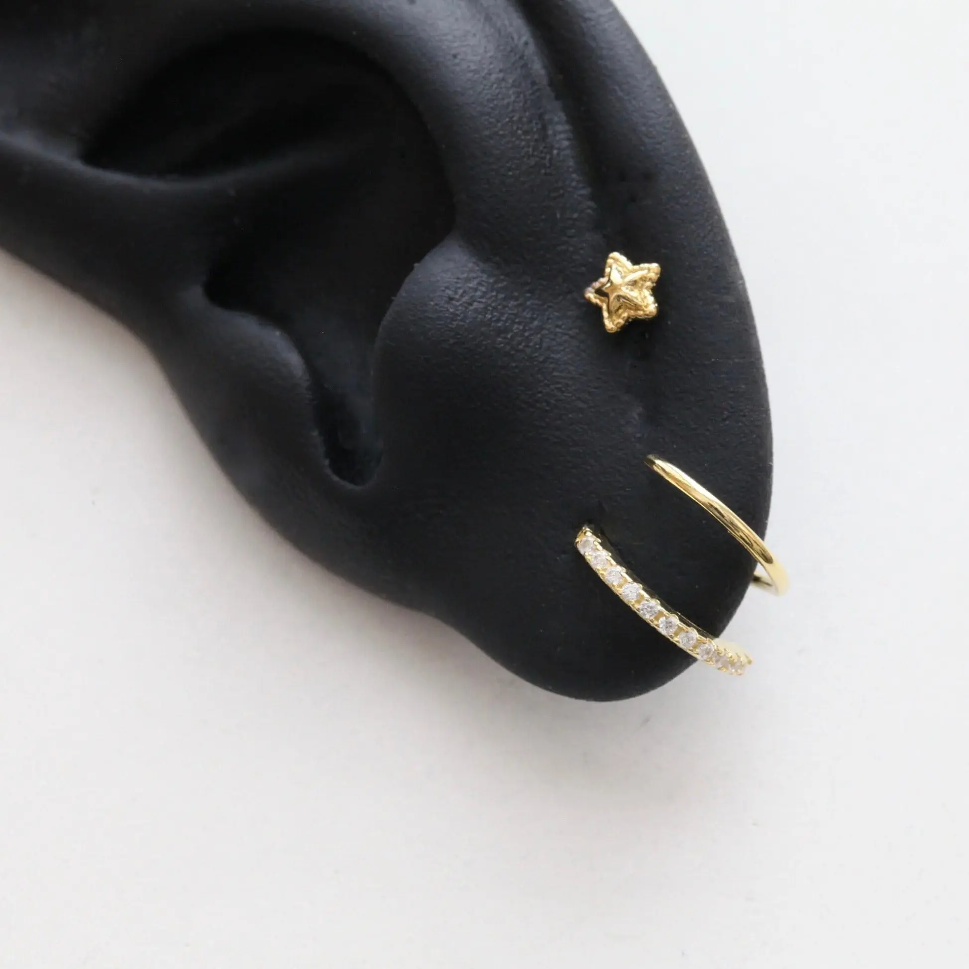 Paved Double Hoop Twist Earrings