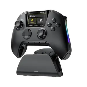 One Interactive Screen  Gaming Controller for PC// 2/iOS/Android,Hall Effect Stick & Trigger,RGB Lighting,Remappable Buttons,1800mAh with  Dock (Black)