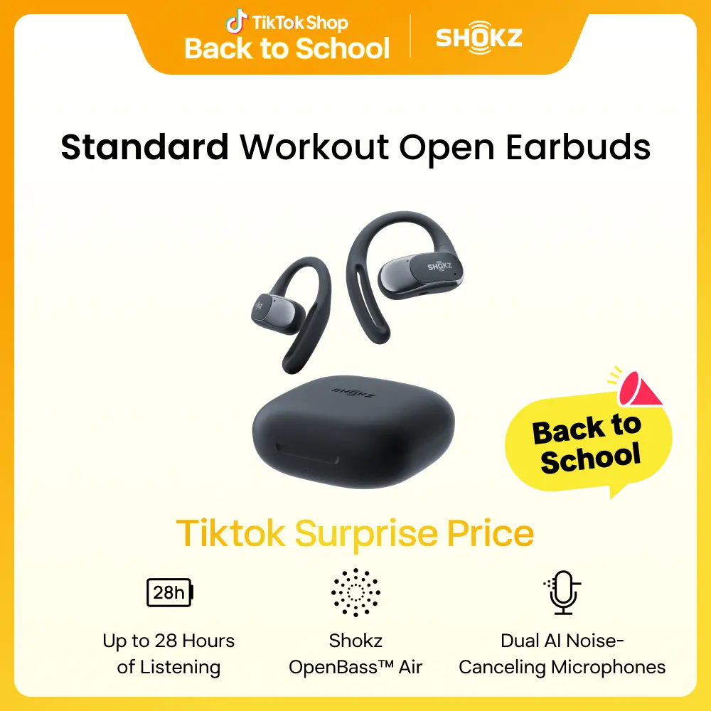 SHOKZ OpenFit Air True Wireless Open-Ear Headphones with IP54 Rated Water Resistance, Secure Earhooks, 0.3 oz Lightweight Design, Cutting Edge Features, App Compatibility for Daily Use - Black (Direct Pitch Inclusive),back to school,back to school haul