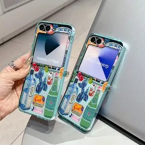 Fruits fishs bottle illustration Protective phone case suitable for Samsung Galaxy Zflip7 Zflip5 Zflip6 Z Flip7 Flip5 Flip6 Shockproof anti drop transparent soft back cover