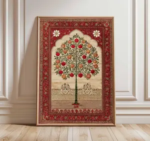 Persian Pomegranate Tree Poster, Middle Eastern Wall Art, Traditional Oriental Design Print, Islamic Geometric Home Decor, Cultural Art