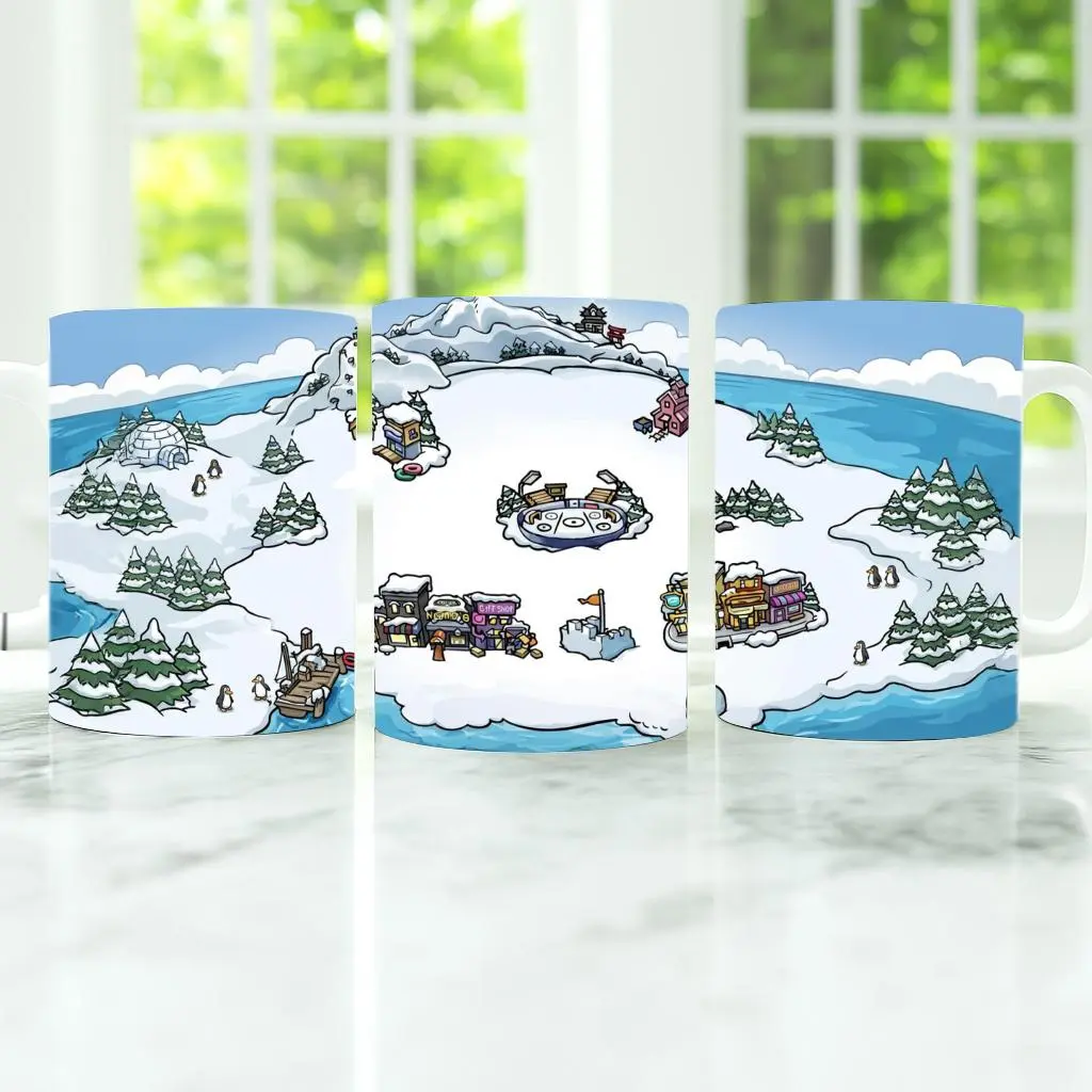 Club Penguin Iconic Game Themed Map Mug Gen Z Millennial 2000s Era Coffee Tea Drinkware 11OZ 15OZ