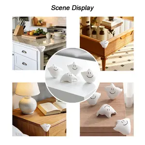 10-Count Silicone Furniture Table Corner Safety Pads, Cute Cartoon White Round Bumpers, Home Supplies for Covering Right Angle Furniture Edges