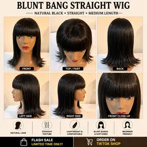 Natural Black Blunt Bang Wig | Straight Bob | Beginner Friendly Wear & Go