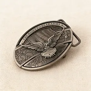 2nd Amendment Eagle Belt Buckle - Vintage Western Cowboy Style | Antique Silver Finish with American Flag | Patriotic Right to Bear Arms Accessory | Multifunctional for Men & Women | Ideal for Jeans | Great Gift for Dad/Boyfriend