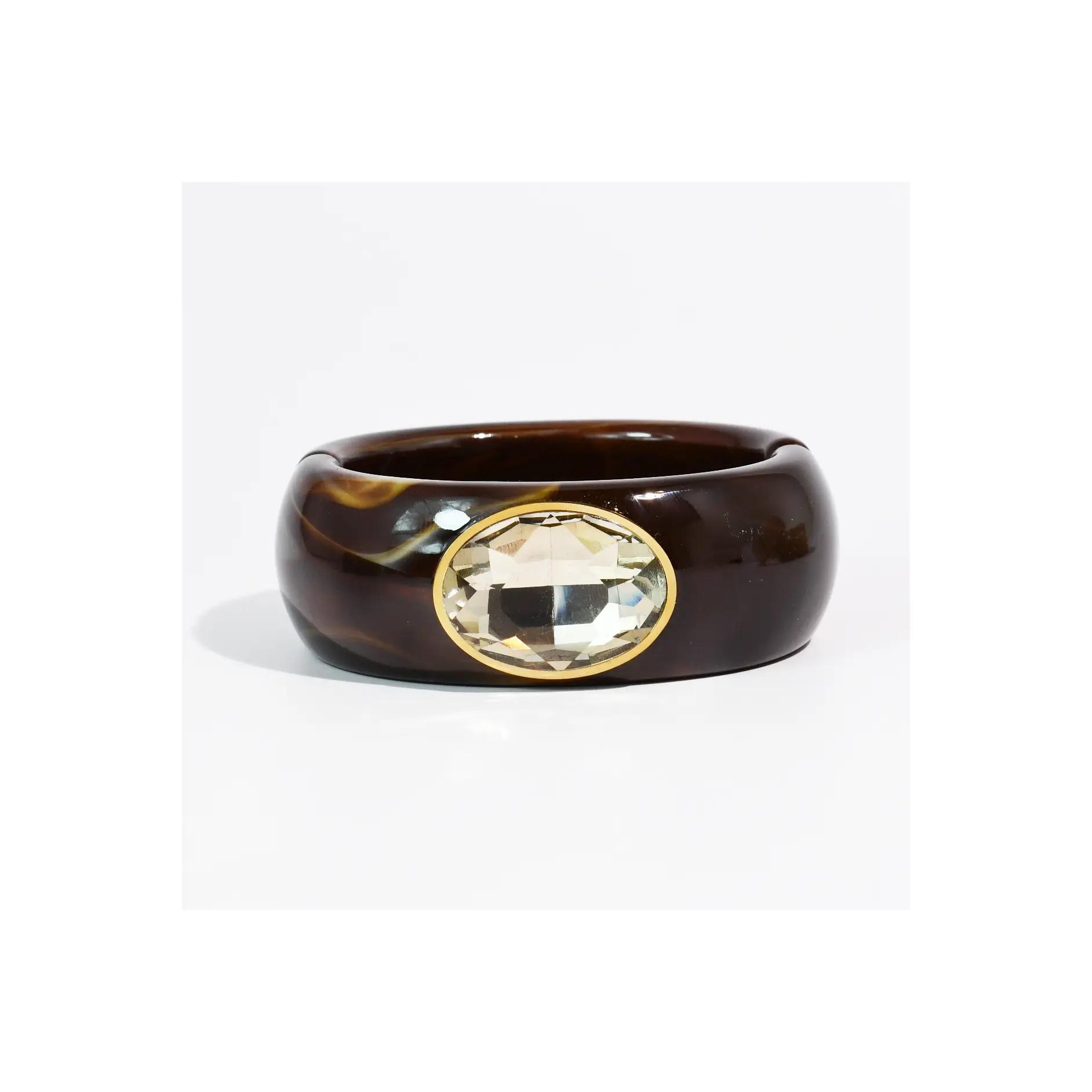 Gemstone Resin Cuff Bracelet - Dark Brown
