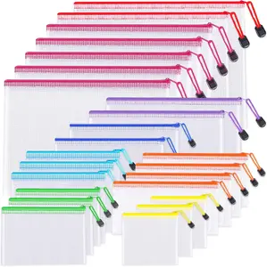 24pcs Mesh Zipper Pouch Bags - 8 Sizes Plastic Zipper Pouches for Organization, Mesh Bags with Zipper, Waterproof Clear Travel Pouches