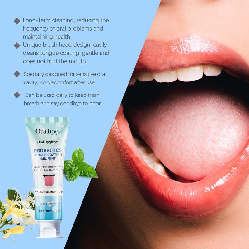 Tongue coating cleaning set: Gently cleans food residues on the tongue surface and provides oral care  Cleansing coconut mint teeth brush