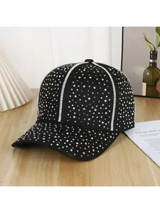 Korean-style rhinestone baseball cap, trendy and versatile, makes the face look smaller, new fashion design with full rhinestones and rhinestone chain, sunshade hat