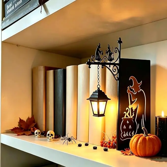 Hanging Library Lantern‑Decorative Bookshelf Lighting, Reading Book Shelf Lights for Bookworms, Antique LED Books Nook Lamp Ornament for Study Reading Corner Home Library, Unique Gift for Book Lovers