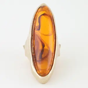 Polished Marble Oval Statement Ring