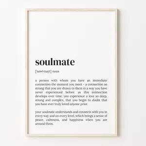 Soulmate Definition Print Poster No Framed, Dictionary Poster, Quote Wall Art, Soulmate Gift, Boyfriend Gift, Gift For Bestfriend, Gift Ideas