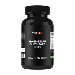 Vitabod Magnesium Glycinate 1000 mg per Serving 300mg Elemental Magnesium 90 Vegetarian Tablets Chelated Form Supports Muscle Joint Heart Health