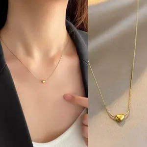 Elegant Heart Pendant Necklace in Gold Tone - Minimalist Design for Everyday Wear
