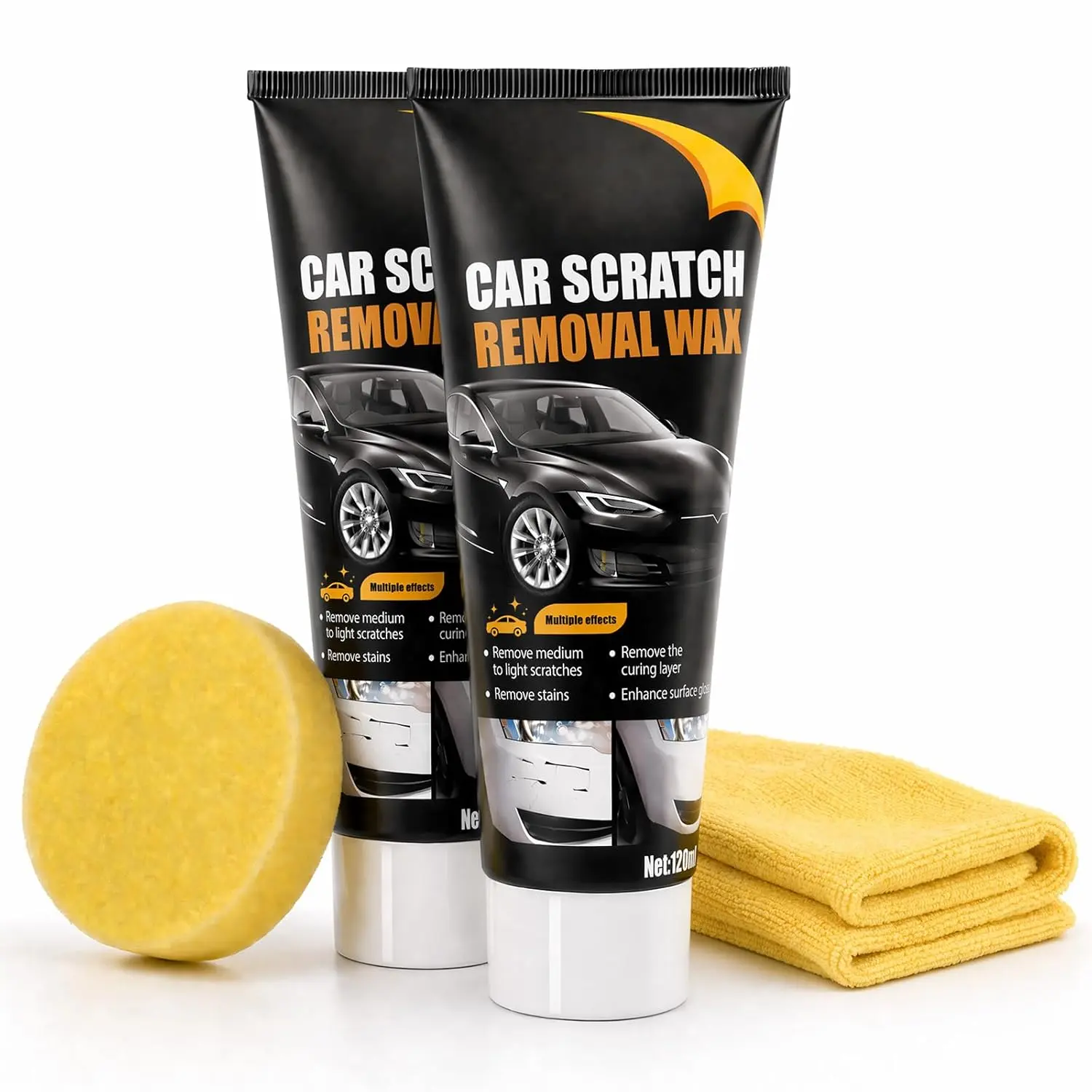 Car Scratch Remover, Professional Scratch Repair Wax & Swirl Remover for Vehicles, Ultimate Paint Restorer & Clear Coat Safe Polishing Compound Kit, Easy to Use for All Paint Colors, 2 Pcs