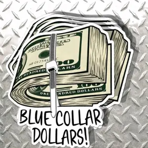 Blue Collar Dollars Hard Hat Stickers - Durable Water-Resistant Stickers for Toolboxes, Hard Hats, and Coolers - Smooth Matte Finish