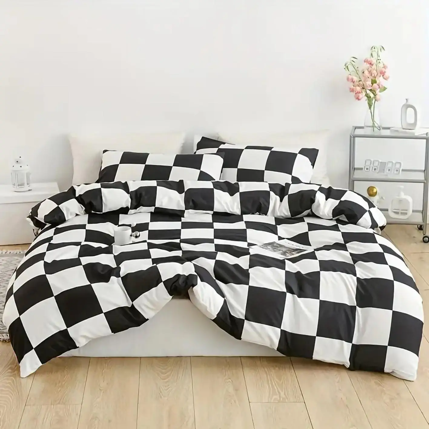 Classic Plaid Pattern Duvet Cover Set without Filler, Comfortable Bedding Set, Including Duvet Cover & 2 Counts Pillowcase, Soft Bedding Supplies