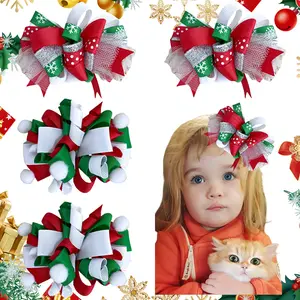 JoyBowie 4-Piece Set of Girls Hair Clips, 4-inch Soft Bow Hair Accessories, Suitable for Baby Girls Christmas Party Fashion Hair Accessories.