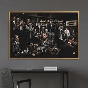 Gangster Legends Wall Art - Movie Mafia Characters Poster, Framed Or Unframed Man Cave Decor, Film Scene Unframed Gift Stylish Text Wall Print