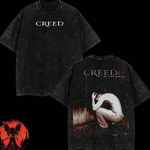 [$$$ROCKLIFE] Creed My Own Prison Washed T-Shirt, Double Printed Oversized Music Band Washed Tee, Rock Band Double Printed Washed Hoodie, Gift For Band Fan Crewneck Casual Cotton Fabric Menswear ITT